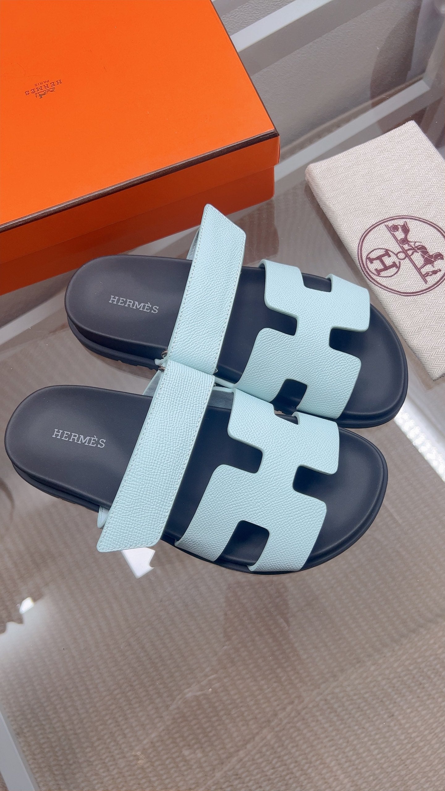 HM Chypre Sandal Light Blue Espom Leather 827508