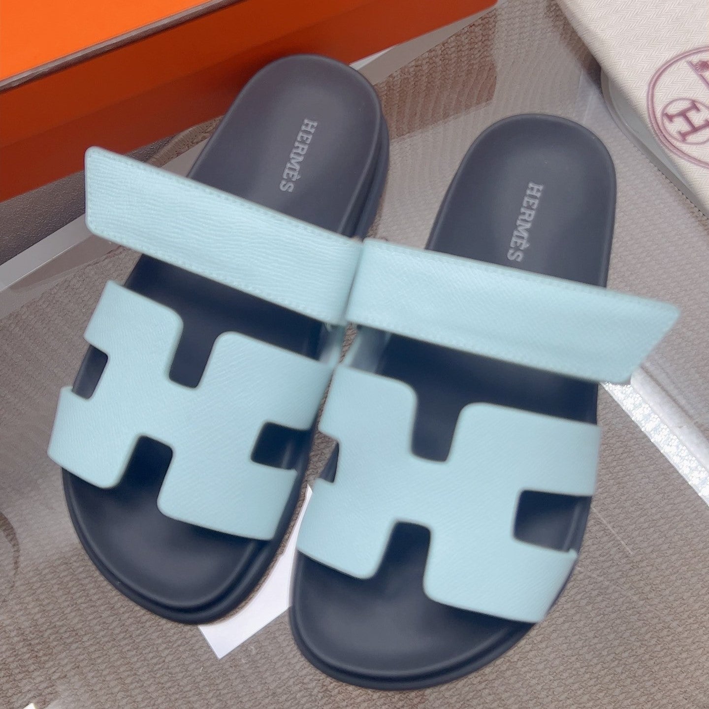 HM Chypre Sandal Light Blue Espom Leather 827508