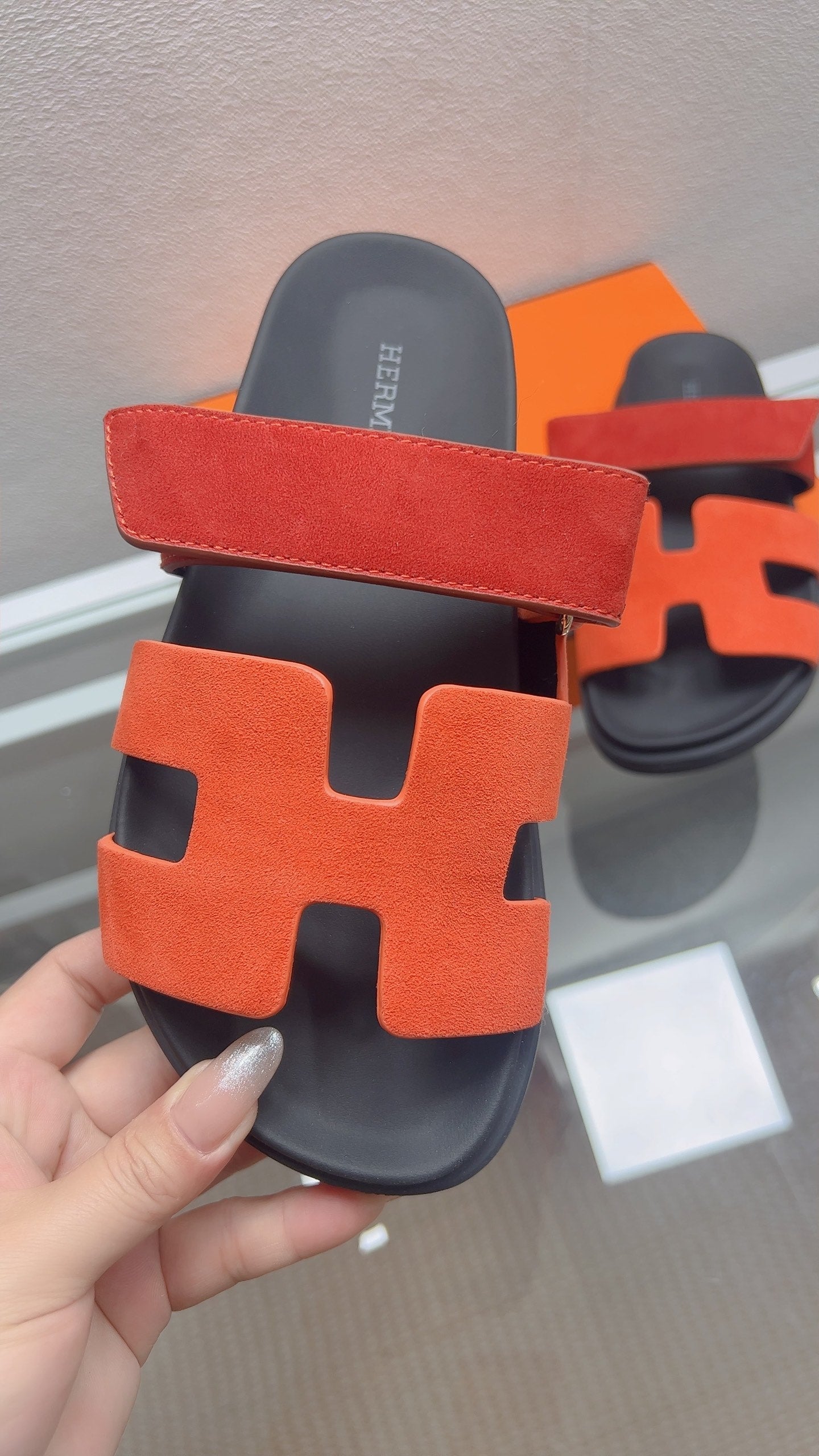 HM Chypre Sandal Red Orange Suede 827515