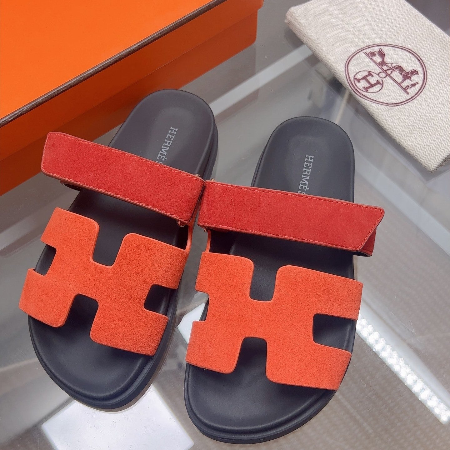 HM Chypre Sandal Red Orange Suede 827515