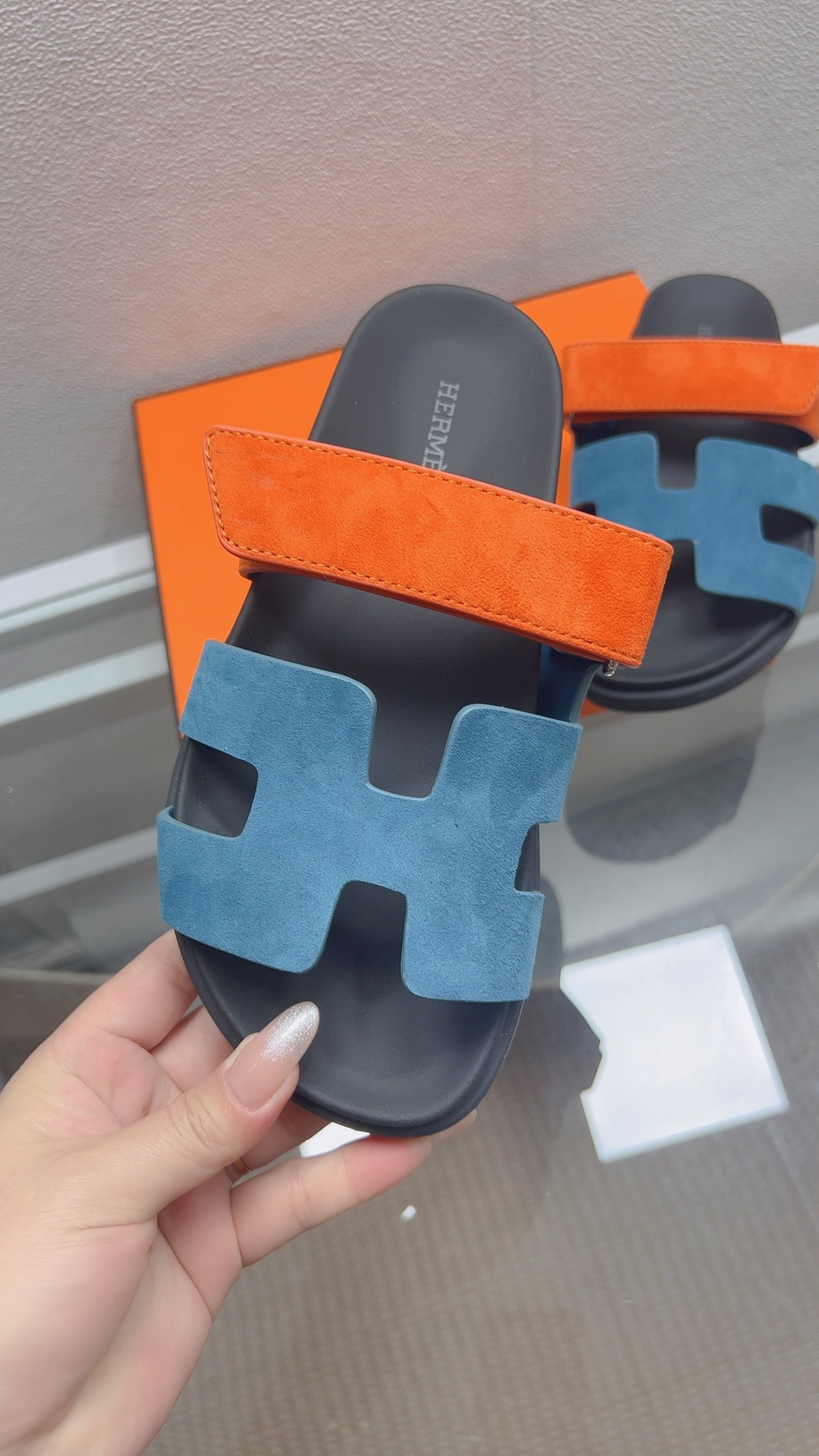 HM Chypre Sandal Blue Orange Suede 827518