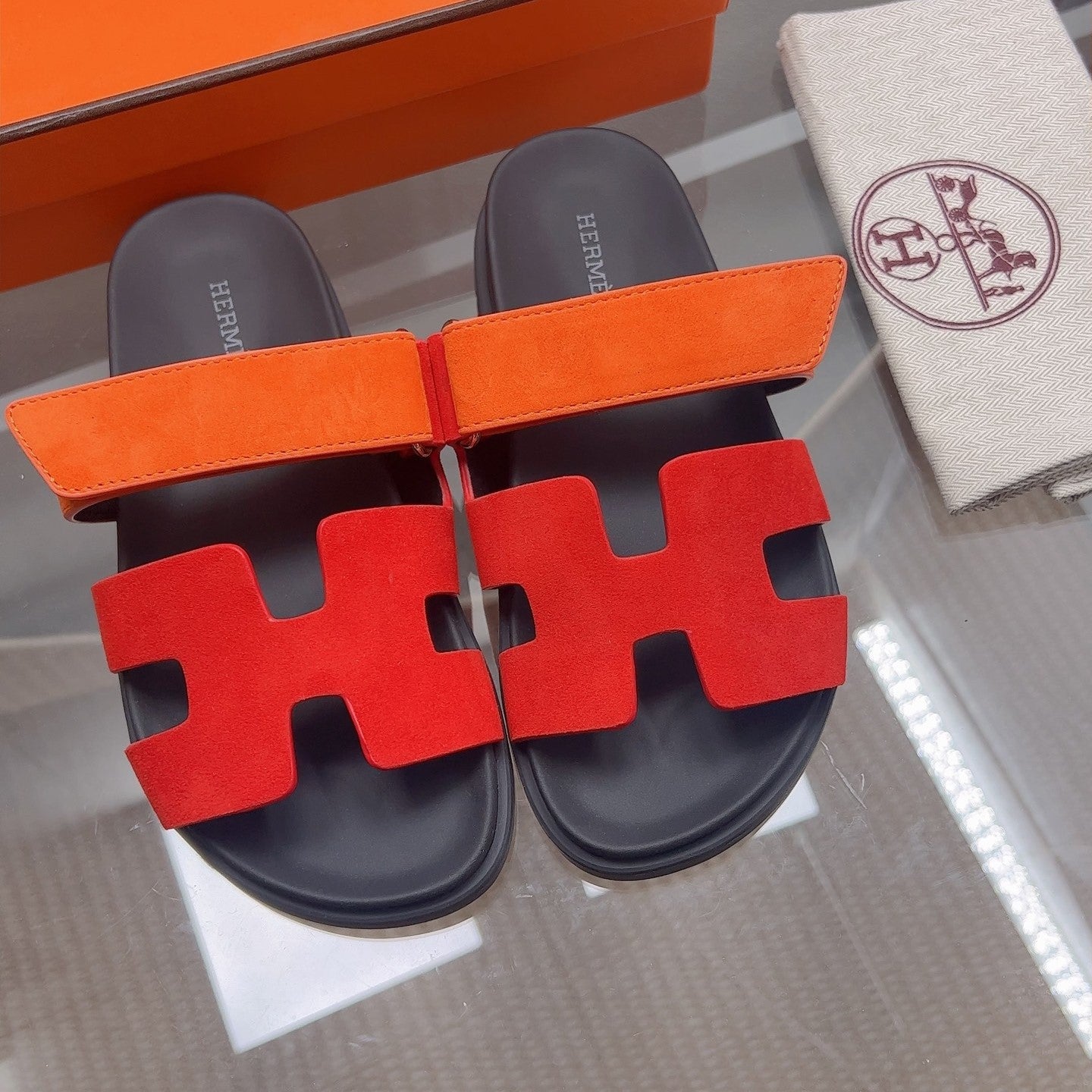 HM Chypre Sandal Red Orange Suede 827521