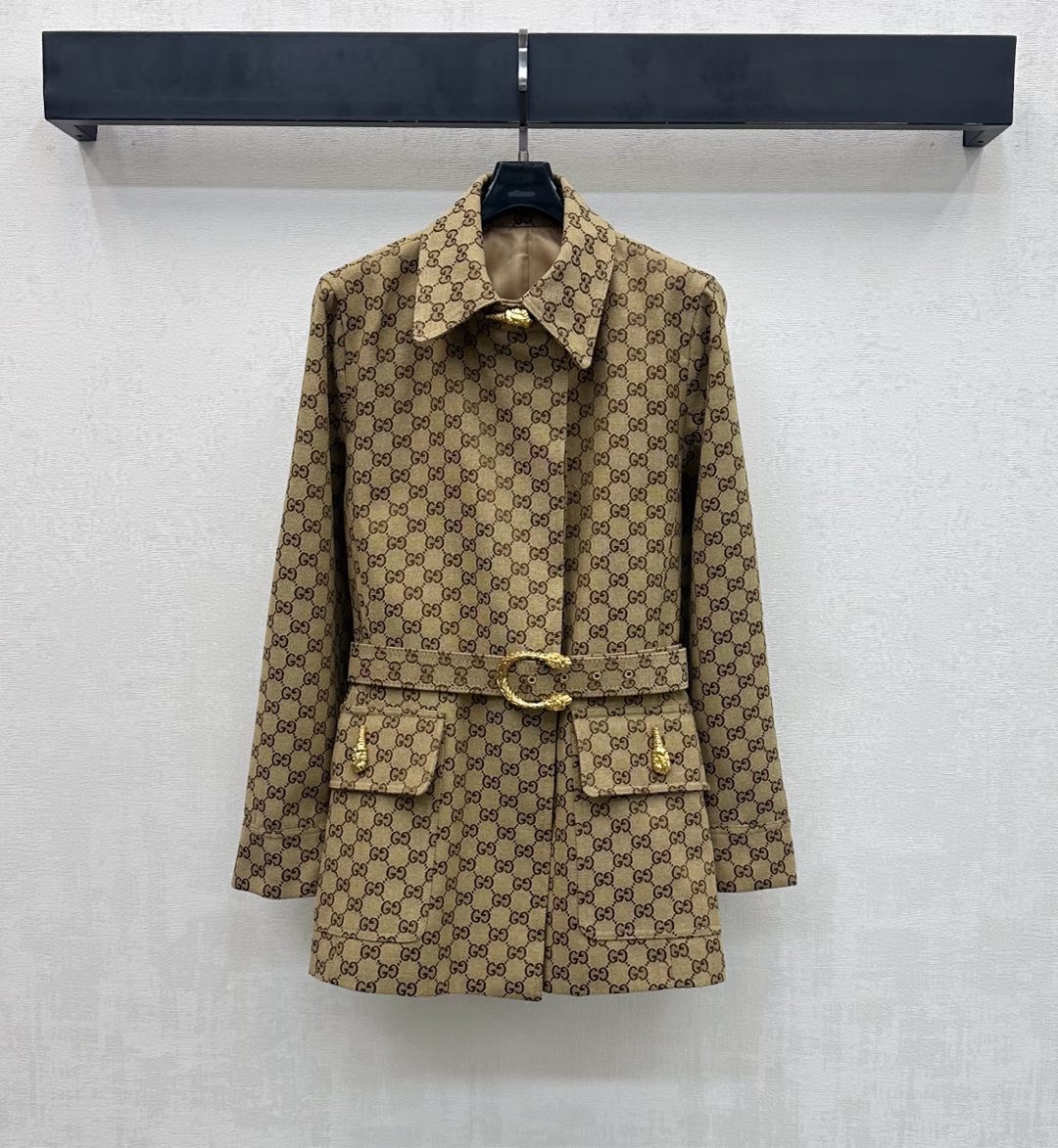 GG Jacquard Waistband Mid-Length Coat 342903