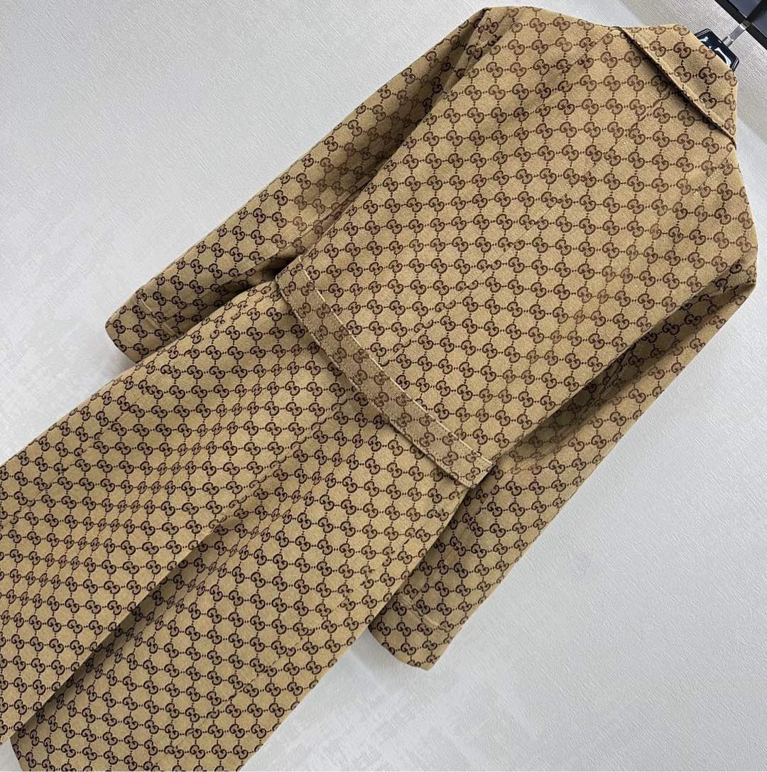 GG Jacquard Belt Trench Coat Cotton Canvas 342896
