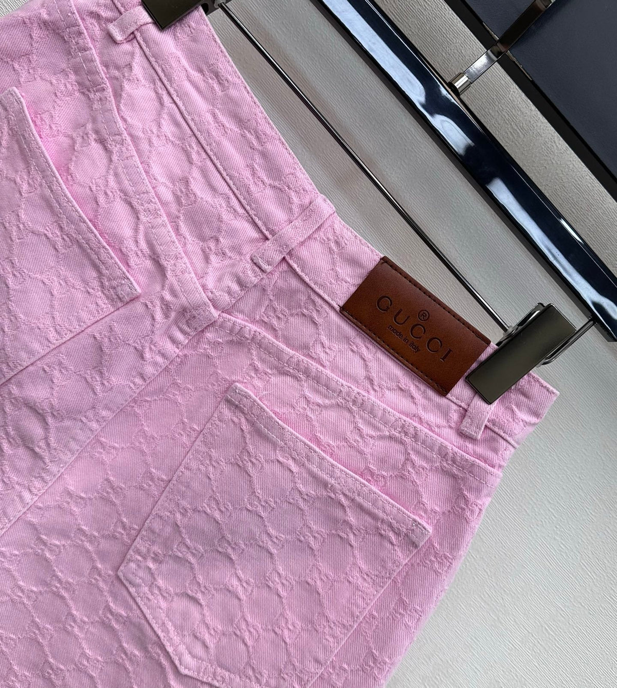 GG 26s Jacquard Straight Leg Shorts Hot Pink Denim 363930