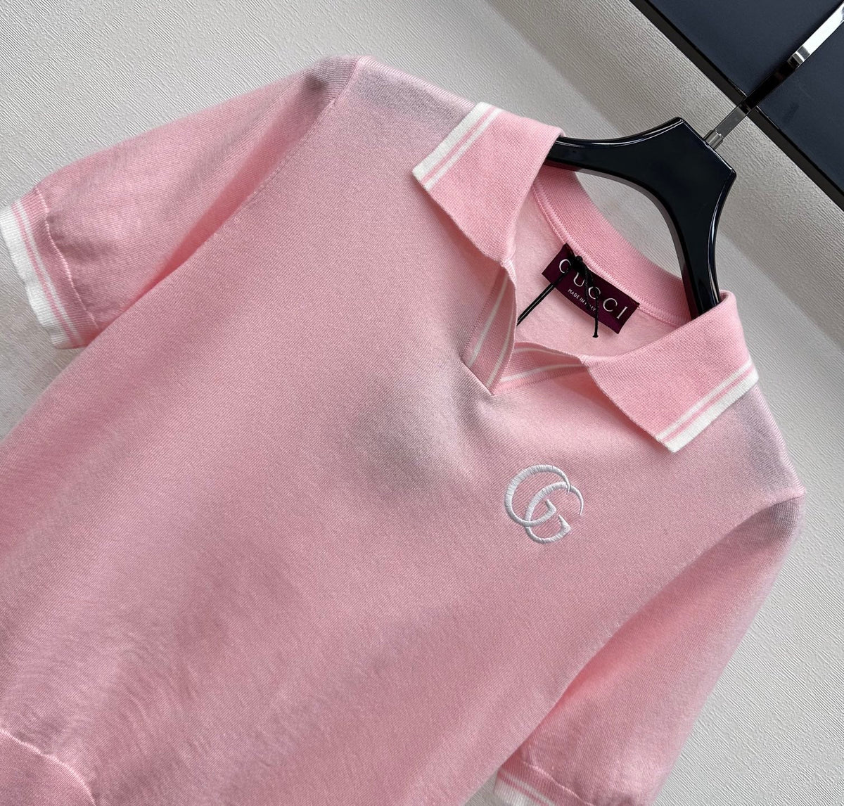 GG Polo Shirt Pink Cotton 378343