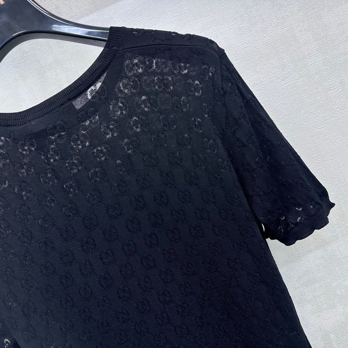 GG Devoré T-Shirt Black Cotton 399749
