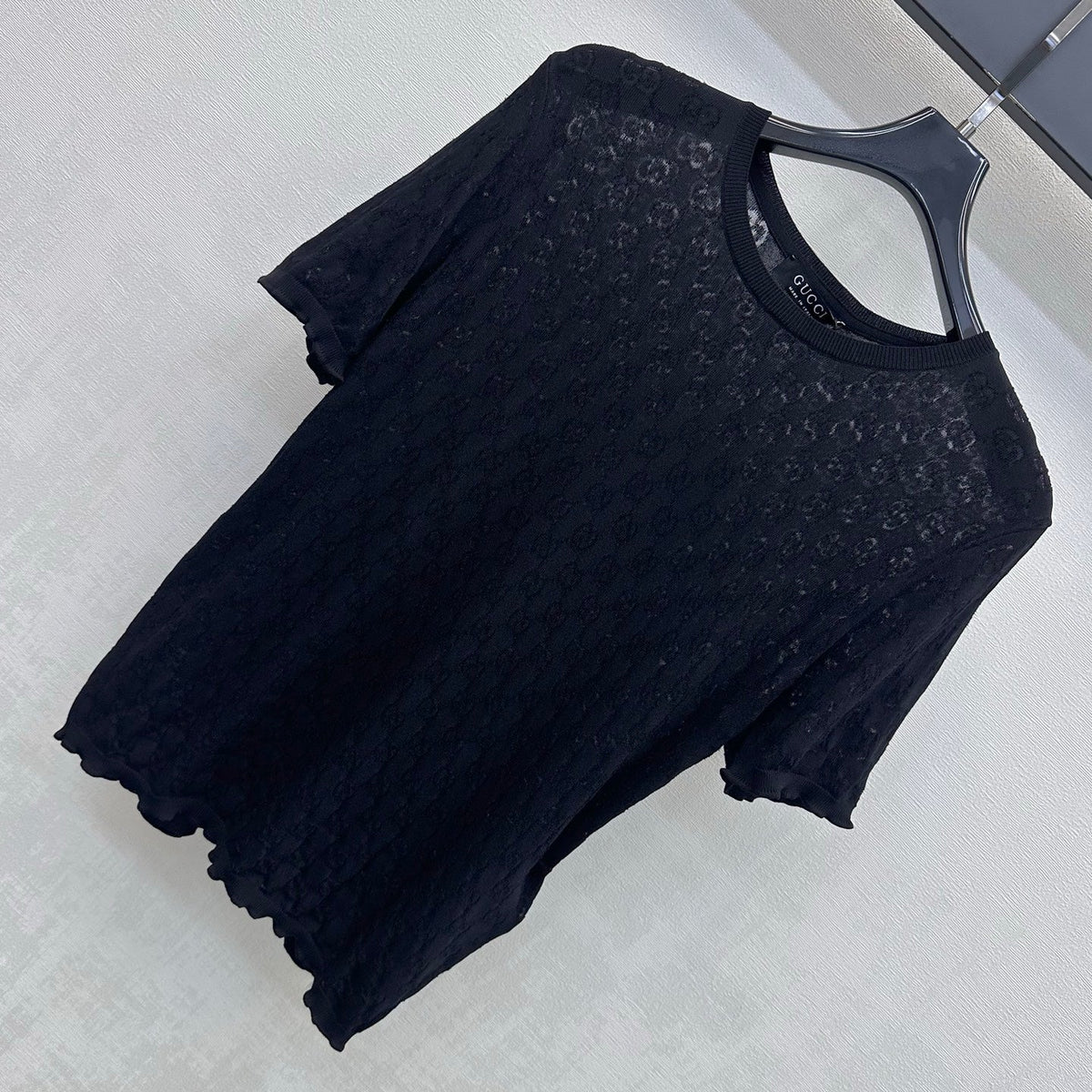 GG Devoré T-Shirt Black Cotton 399749