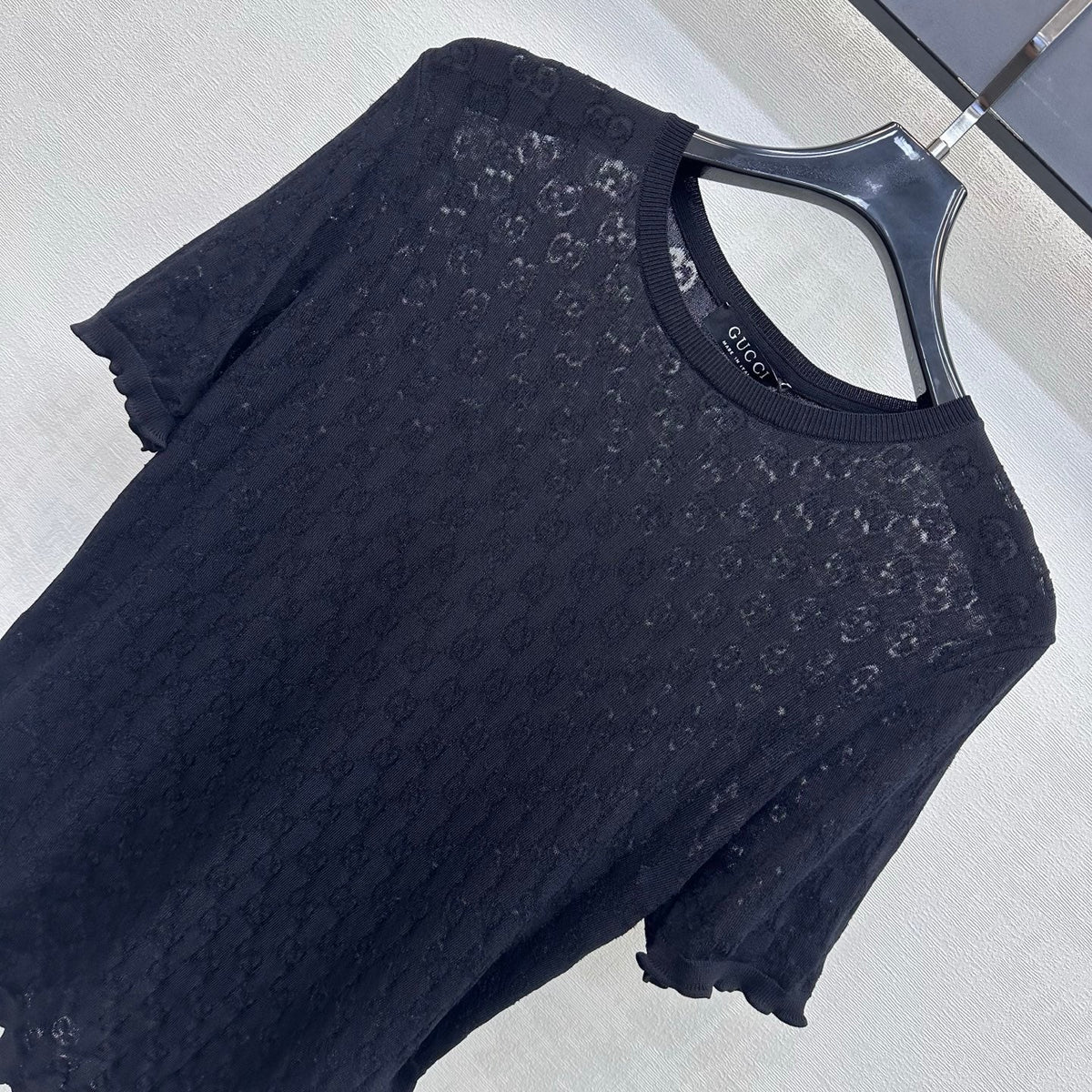 GG Devoré T-Shirt Black Cotton 399749
