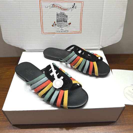 HM Noria Sandals Black Colorful Suede 849481