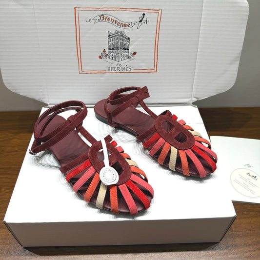 HM Nour Sandals Coffee Burgundy Suede 849490