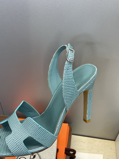 HM 26ss High Heel Sandals 105 Deep Teal Cowhide 607111