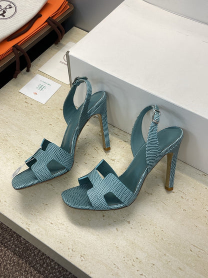 HM 26ss High Heel Sandals 105 Deep Teal Cowhide 607111