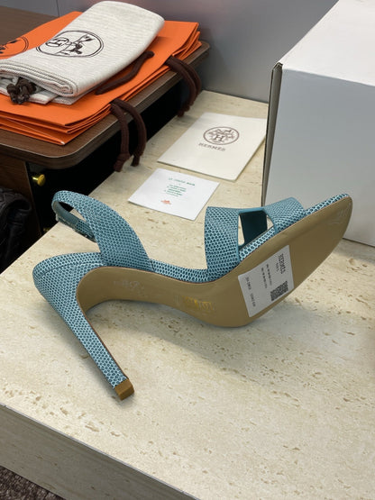 HM 26ss High Heel Sandals 105 Deep Teal Cowhide 607111