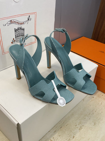 HM 26ss High Heel Sandals 105 Deep Teal Cowhide 607111