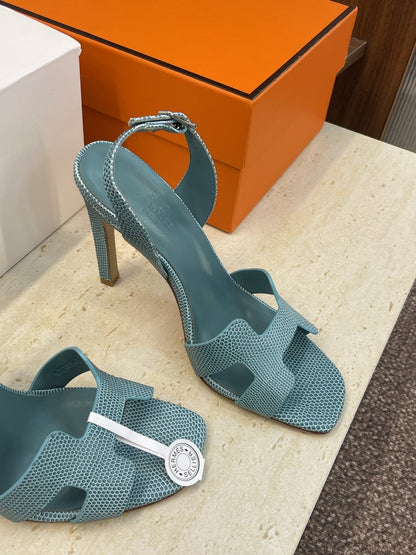 HM 26ss High Heel Sandals 105 Deep Teal Cowhide 607111