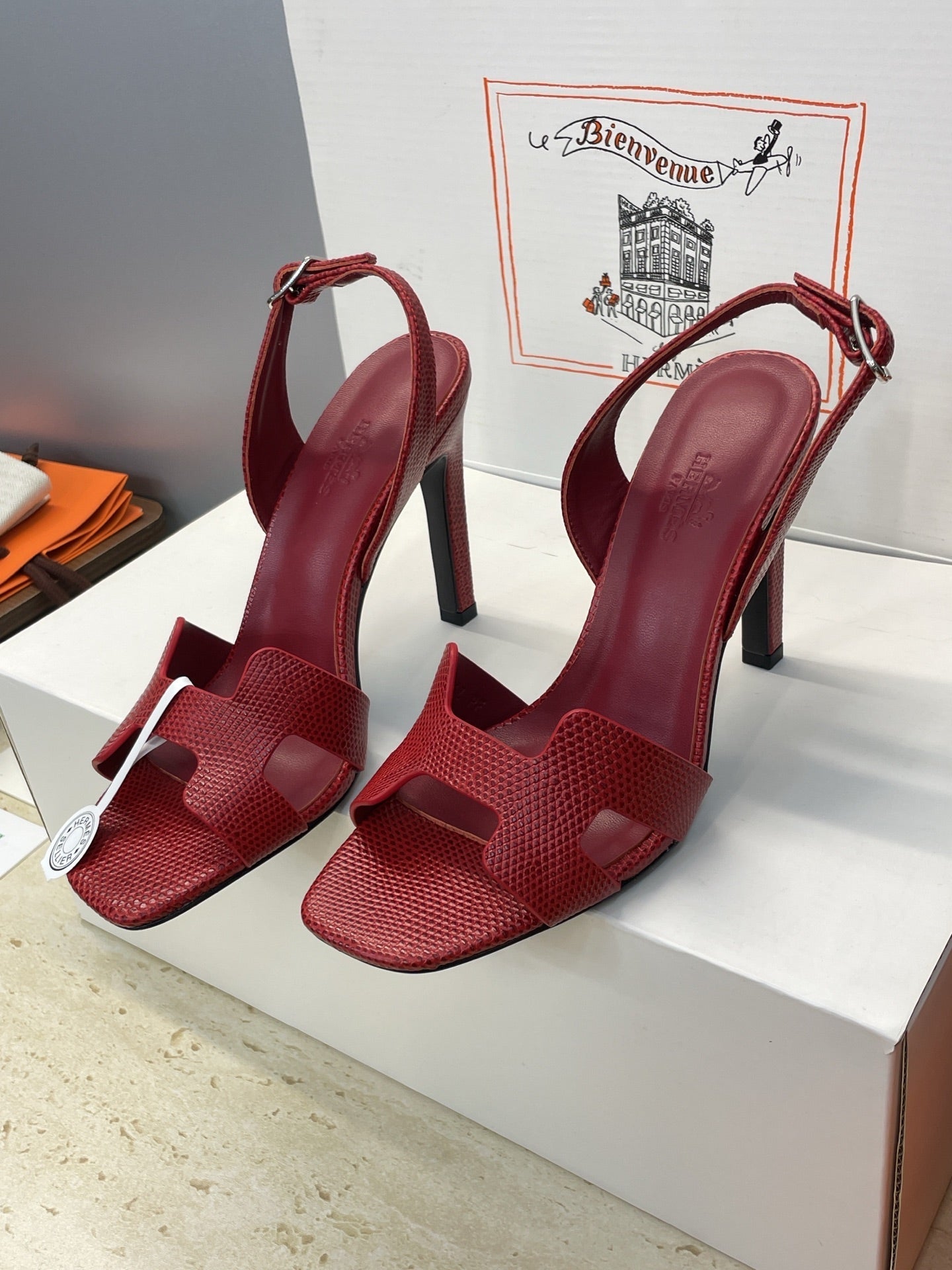 HM 26ss High Heel Sandals 105 Red Cowhide 607115