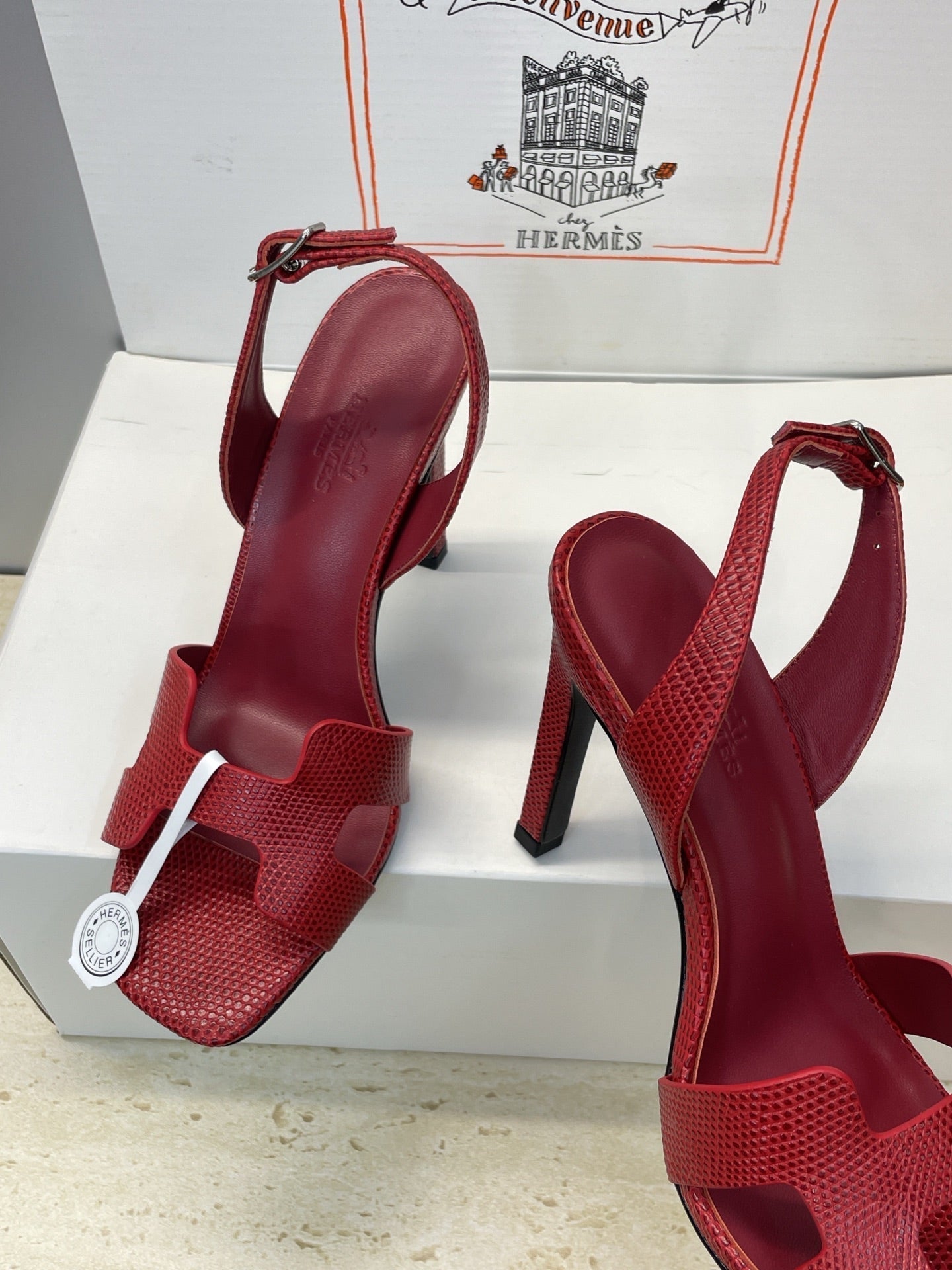HM 26ss High Heel Sandals 105 Red Cowhide 607115