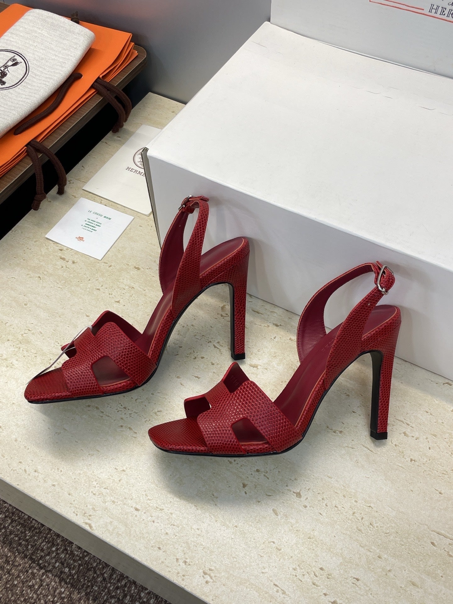 HM 26ss High Heel Sandals 105 Red Cowhide 607115