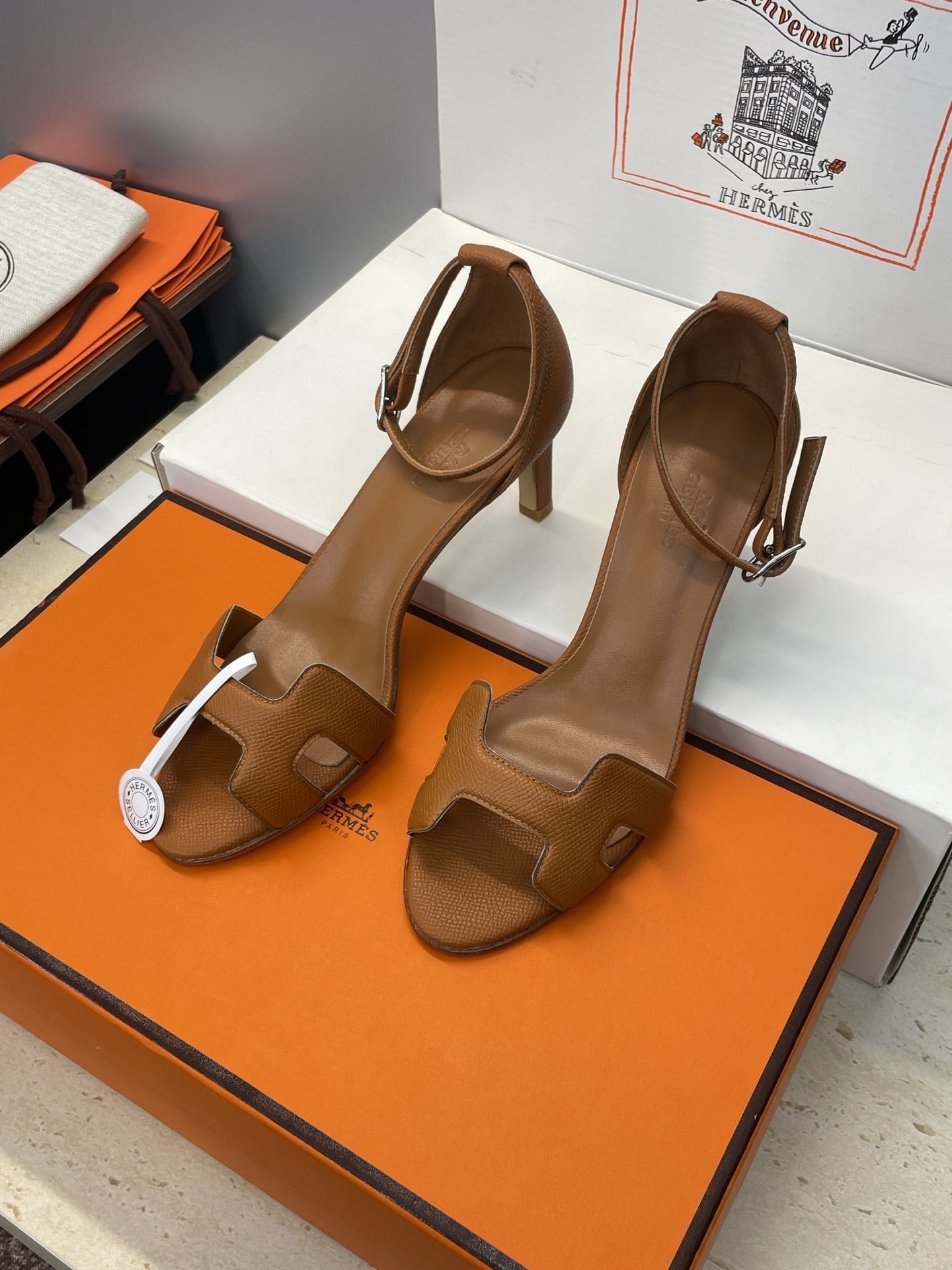 HM 26ss High Heel Sandals 70 Brown Cowhide 607117