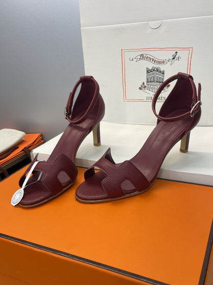 HM 26ss High Heel Sandals 70 Burgundy Cowhide 607120