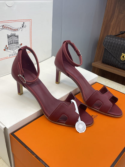 HM 26ss High Heel Sandals 70 Burgundy Cowhide 607120
