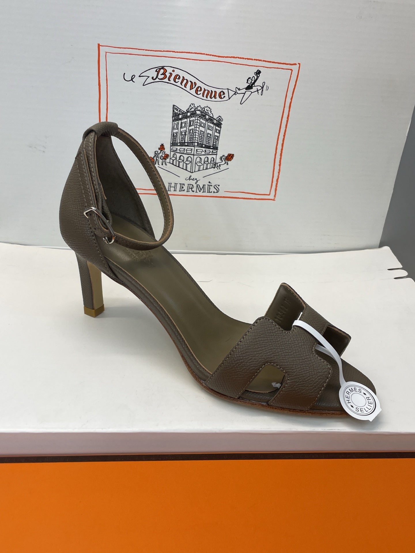 HM 26ss High Heel Sandals 70 Olive Green Cowhide 607123