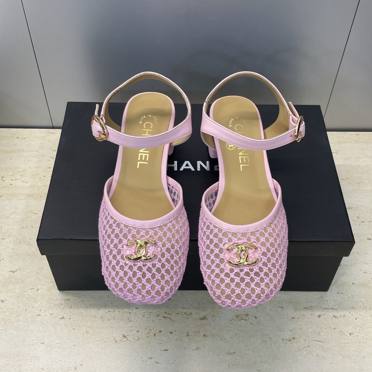 CC 26 Slingback Pump 45mm Pink Beige Mesh Sheepskin 607480
