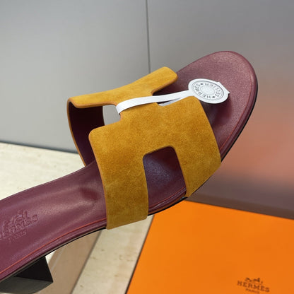 HM 26ss  Oran Sandals 45 Yellow Brown Suede Cowhide 607216