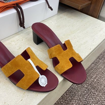 HM 26ss  Oran Sandals 45 Yellow Brown Suede Cowhide 607216