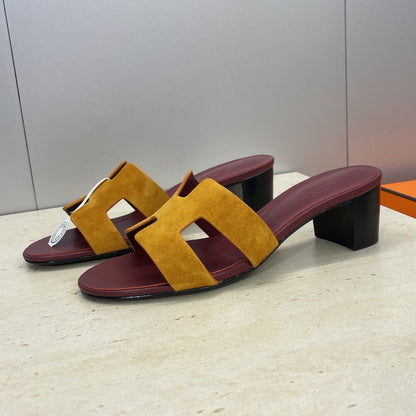 HM 26ss  Oran Sandals 45 Yellow Brown Suede Cowhide 607216