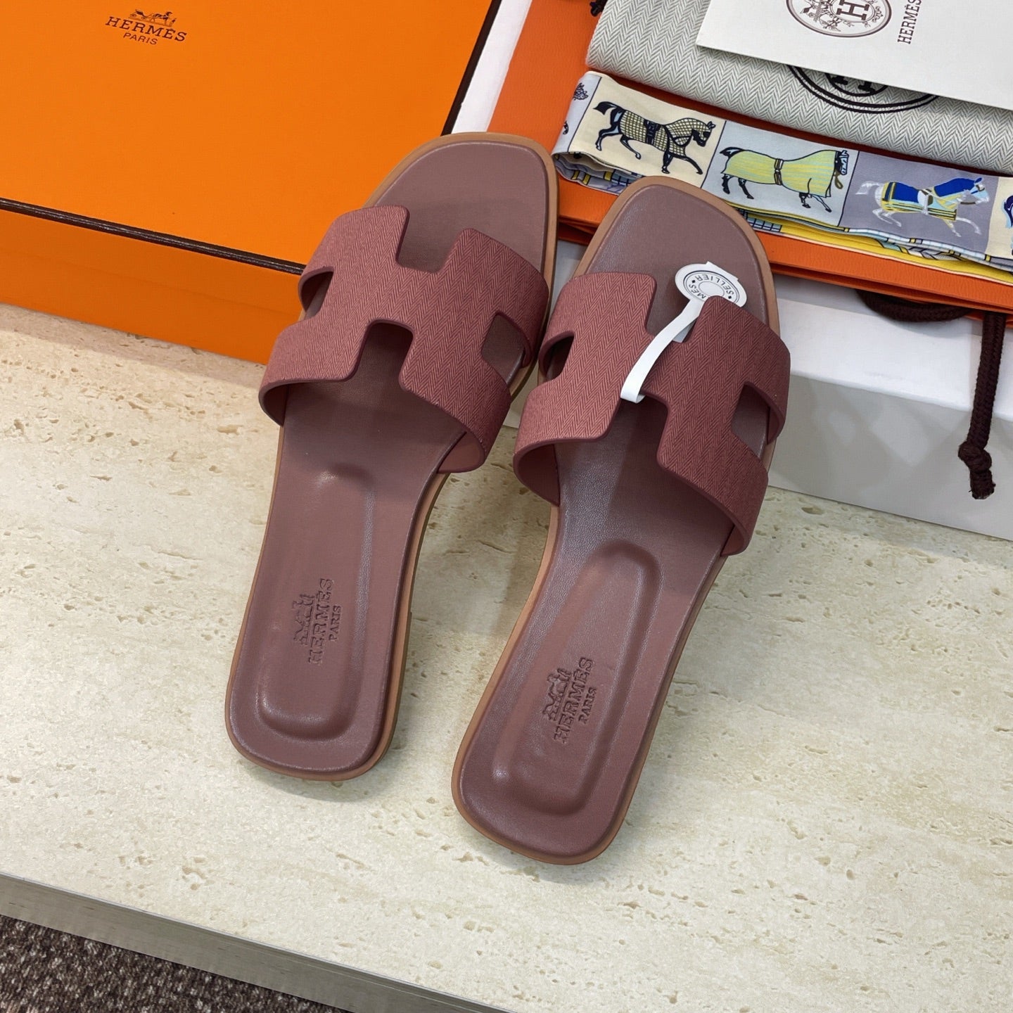 HM 26ss Oran Sandals Reddish Brown Calfskin 607236