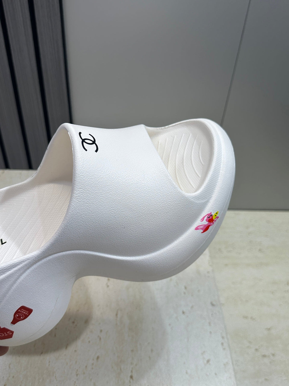 CC Platform Round Toe Open Toe Sandals White Rubber 830393