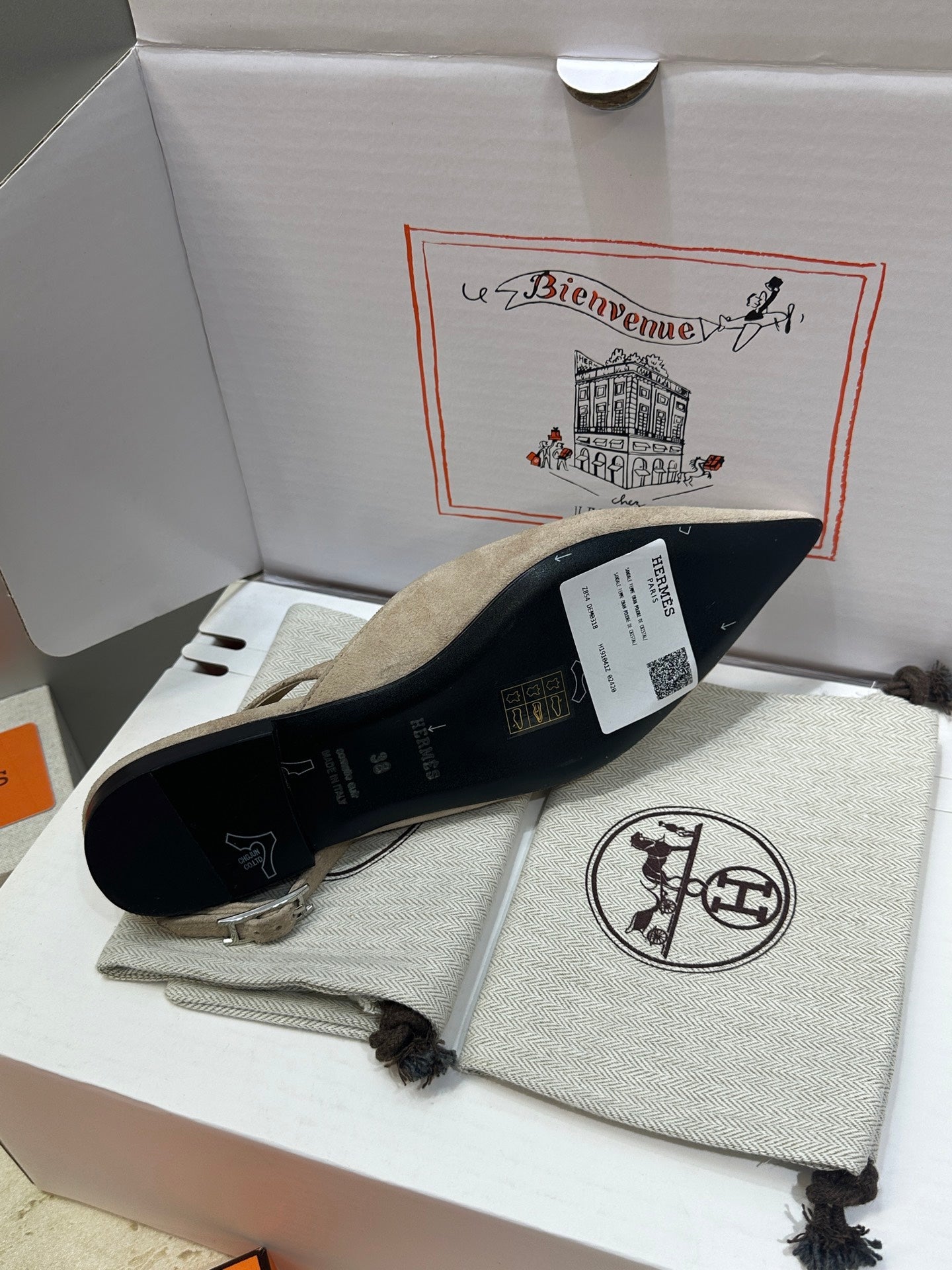 HM Nicoletta Slingback Flat Khahi Suede 830182