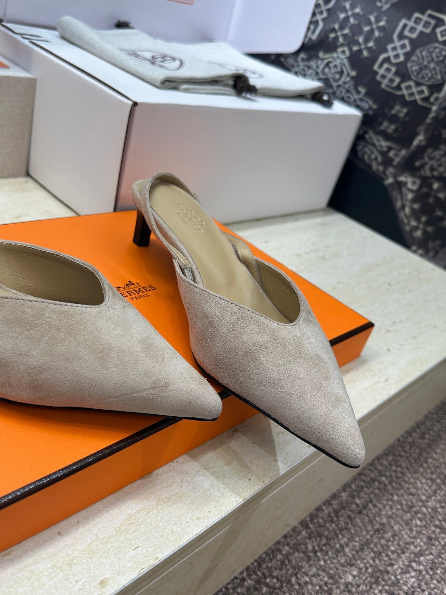 HM Nicoletta Slingback 4cm Khahi Suede 830188