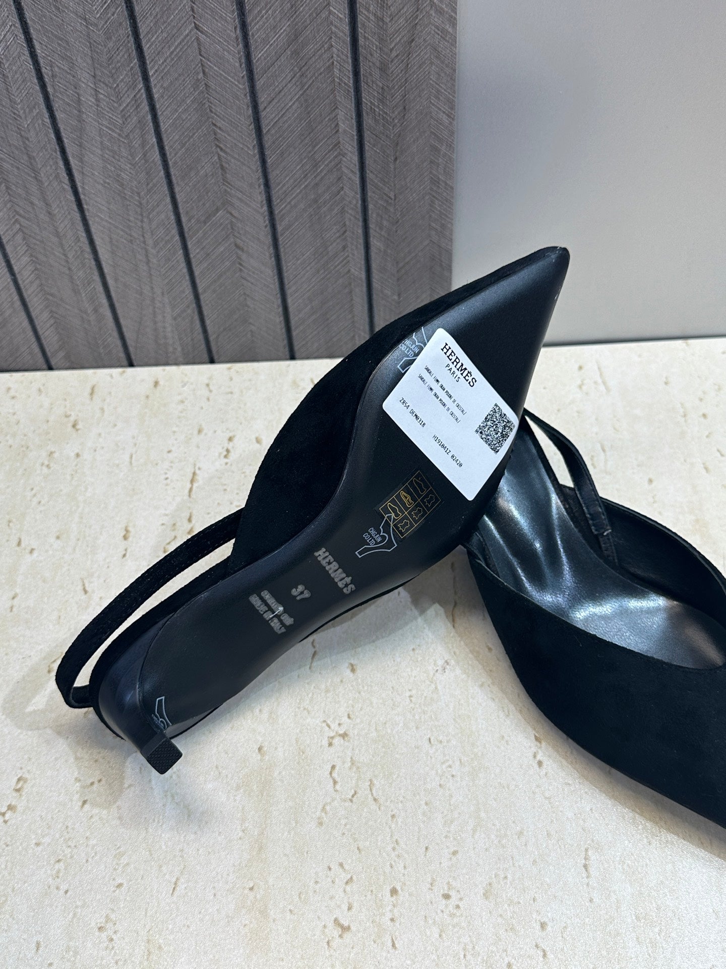 HM Nicoletta Slingback 4cm Black Suede 830189