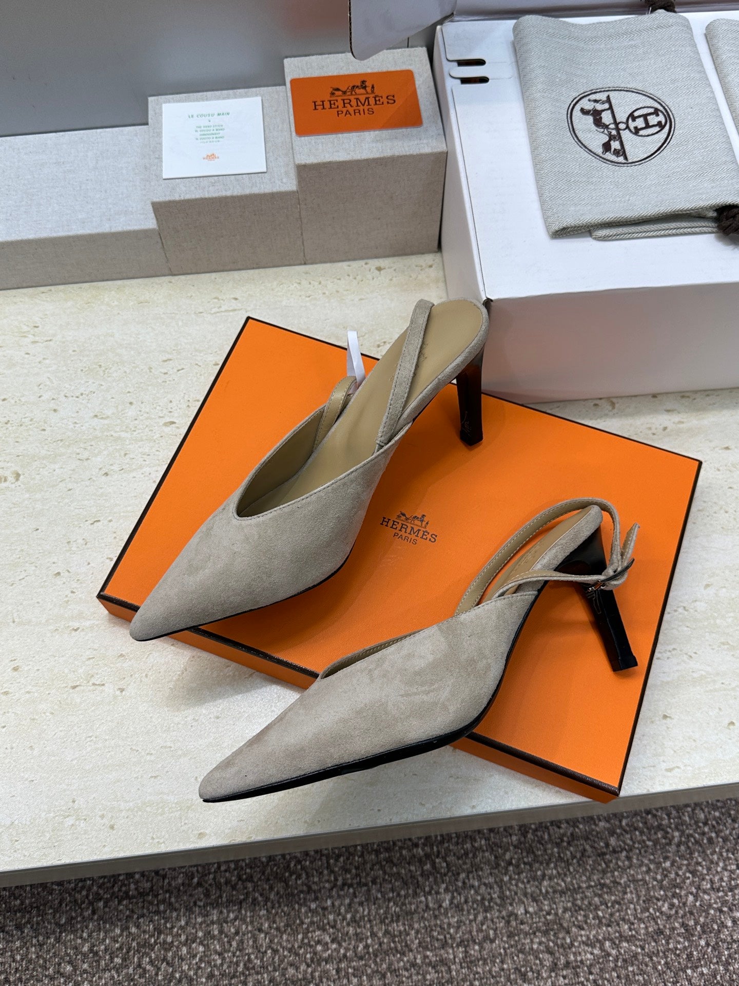 HM Nicoletta Slingback 9cm Khahi Suede 830194