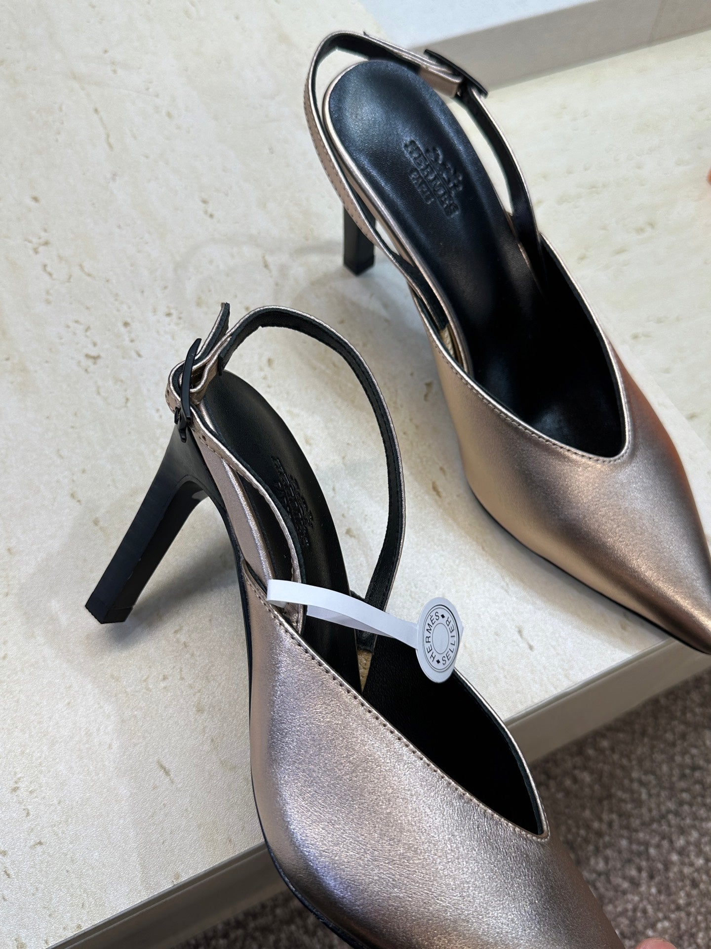 HM Nicoletta Slingback 9cm Sliver Calfskin 830196