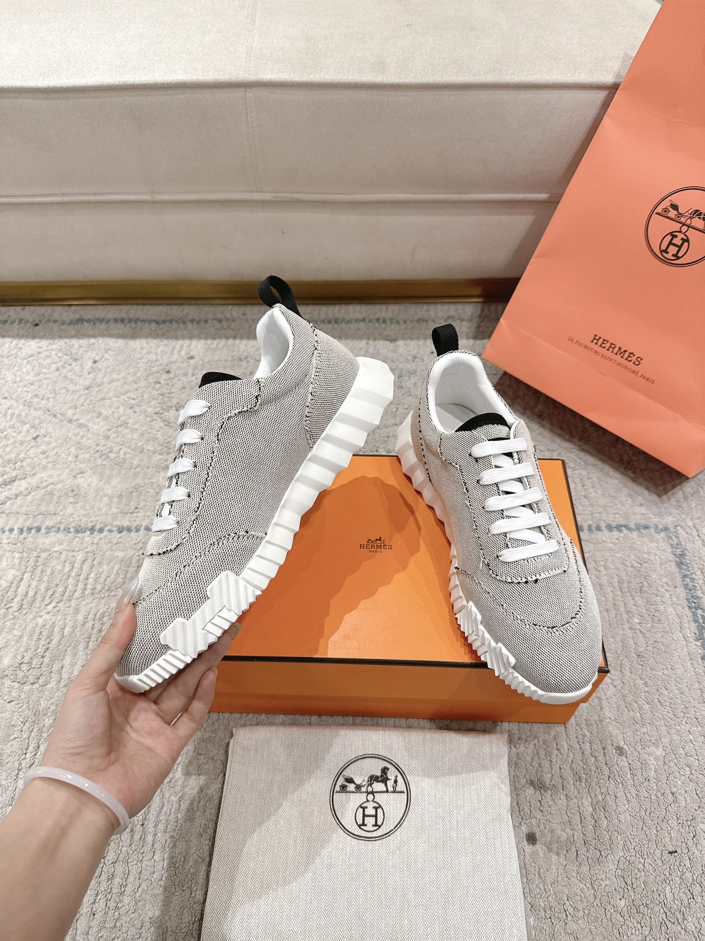 HM Bouncing Sneaker Light Grey Mix Black Canvas 581316