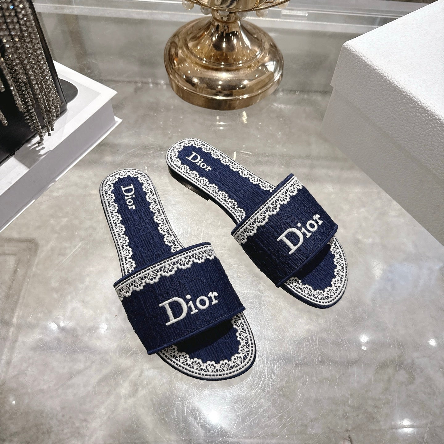 CD 26 Embroidered Sandals Canvas 592244