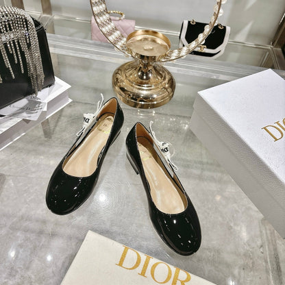 CD 26 Lolita Ballet Flats 30 Black Beige Patent Leather 679729