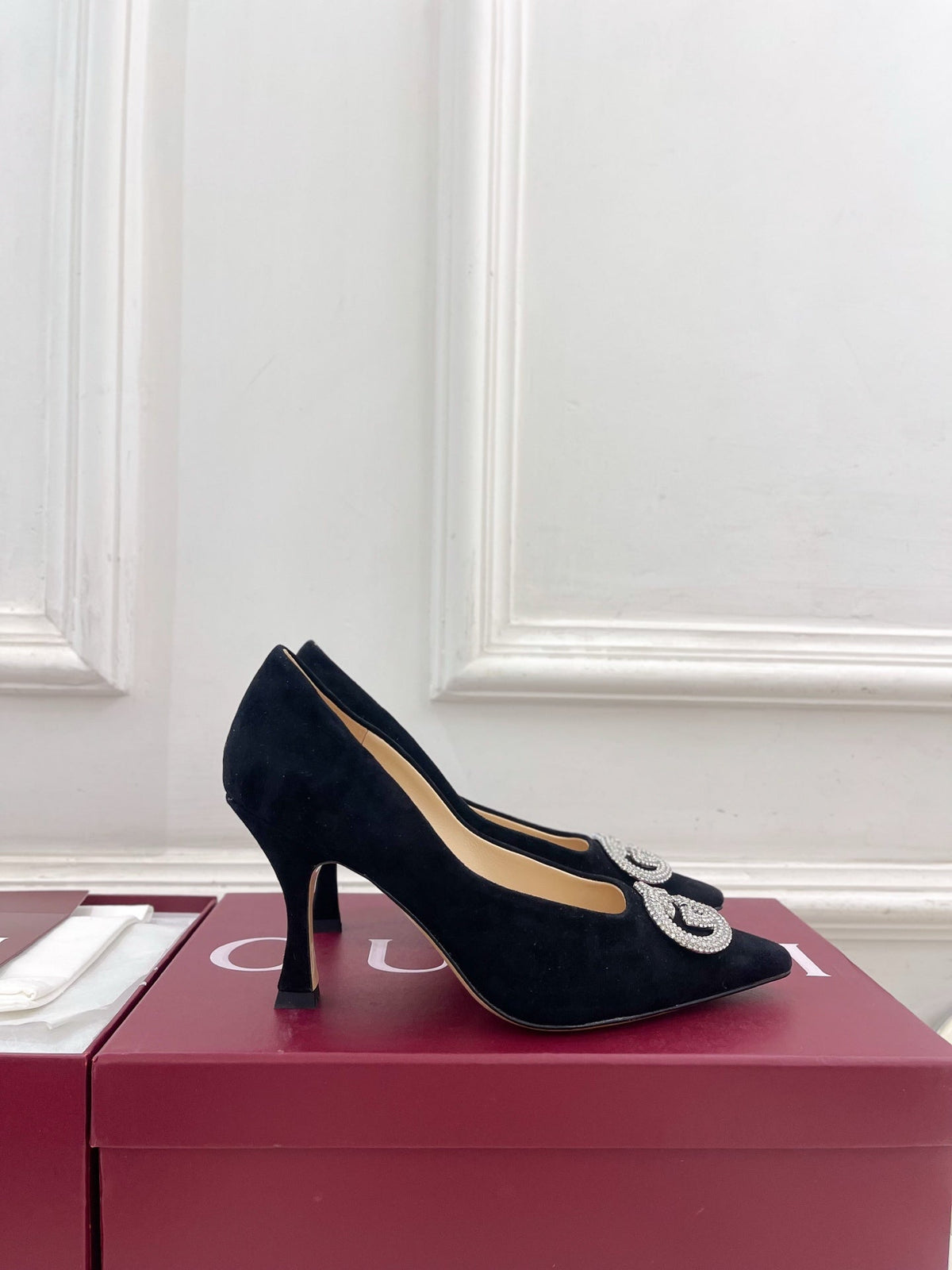 GG 26 High-Heeled 85 Pumps Black Suede 587074