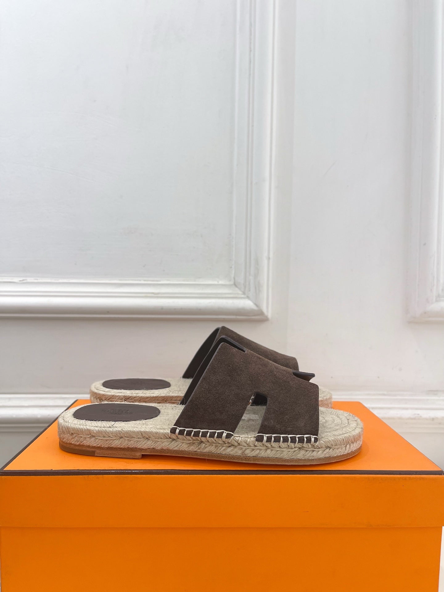 HM Antigua Espadrille Dark Brown Suede Raffia 631941