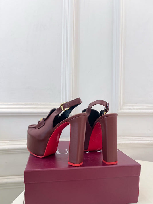 GG 26SS Platform Sandals 130 Burgundy Sheepskin 640263
