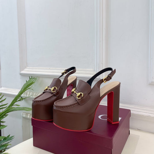 GG 26SS Platform Sandals 130 Brown Sheepskin 640265