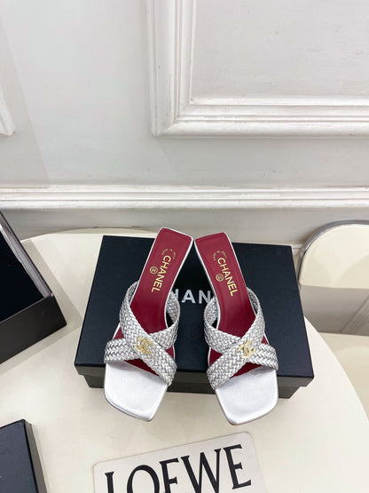 Chanel 2026 Kitten Heel Slippers Leather Sheepskin 831530