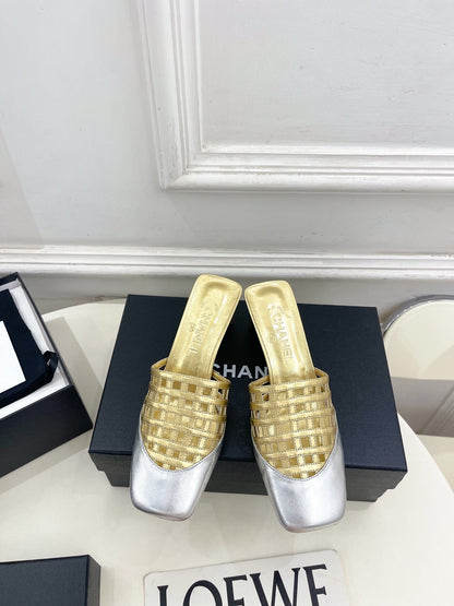 Chanel 2026 Square Toe Slippers Leather Sheepskin 831418