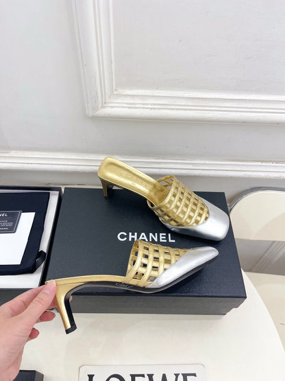 Chanel 2026 Square Toe Slippers Leather Sheepskin 831418