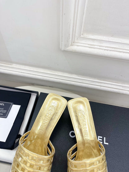 Chanel 2026 Square Toe Slippers Leather Sheepskin 831418