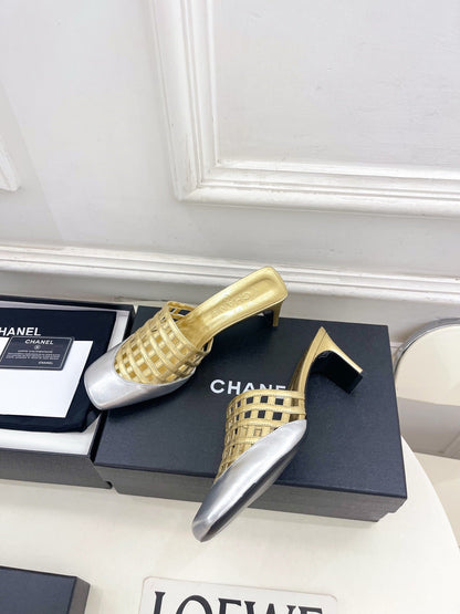 Chanel 2026 Square Toe Slippers Leather Sheepskin 831418